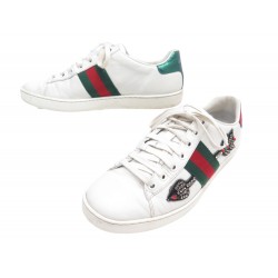 CHAUSSURES GUCCI BASKETS ACE 454551 37 IT 38 FR CUIR BLANC SNEAKERS SHOES 650€