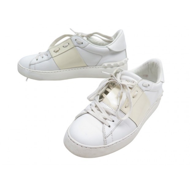 CHAUSSURES VALENTINO ROCKSTUD ZW2S0781 BASKET 37.5IT 38.5FR CUIR BLANC SHOE 550€