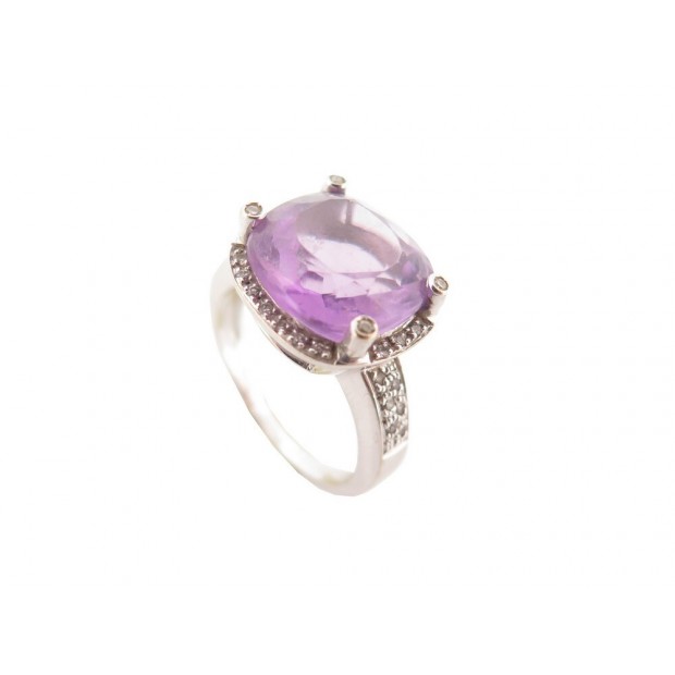 BAGUE POIRAY FILLES ANTIK T56 EN OR BLANC 18K AMETHYSTE ET DIAMANTS RING 3350€