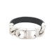 BRACELET DIOR CD ICON 17 CM B1270HOMLE EN CUIR NOIR ET ACIER PALLADIE 490€