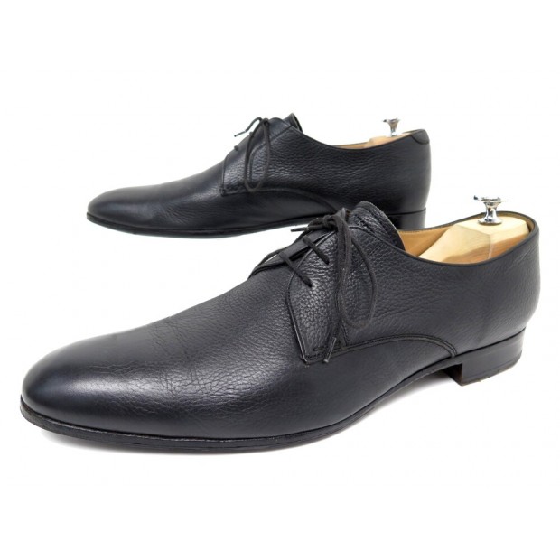 CHAUSSURES HESCHUNG JASMIN 10 44 DERBY CUIR GRAINE NOIR BLACK LEATHER SHOES 480€