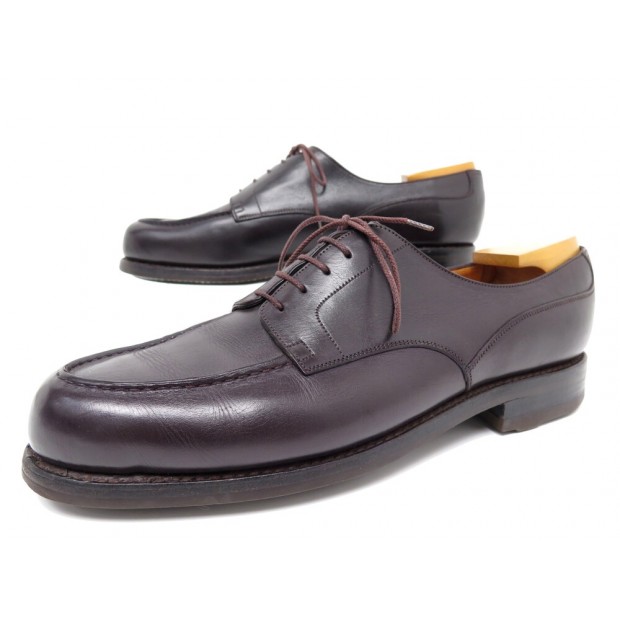 CHAUSSURES JM WESTON DERBY GOLF 641 11B 45 FIN CUIR MARRON EMBAUCHOIR SHOES 920€