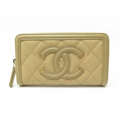 NEUF PORTEFEUILLE CHANEL LONG FILIGRANE LOGO CC EN CUIR CAVIAR MATELASSE 980€