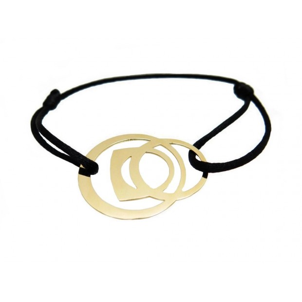 NEUF BRACELET FRED SUCCESS MOBILE EN OR JAUNE 18K 3.8 GR & CORDON NOIR GOLD 720€