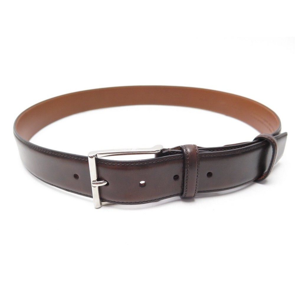 ceinture santoni taille 90 reglable en cuir marron