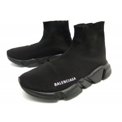 CHAUSSURES BALENCIAGA 525717 SPEED 38 BASKETS EN TOILE NOIR SNEAKERS BOITE 695€