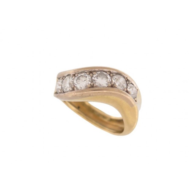 BAGUE COURBEE T52 EN OR JAUNE 18K 9.2GR SERTIE DE 6 DIAMANTS 1.89CT DIAMOND RING