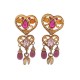 VINTAGE BOUCLES D'OREILLES CHRISTIAN LACROIX COEUR PIERRES & PERLES DORE EARRING