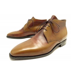 NEUF CHAUSSURES CORTHAY BOTTINES CHUKKA 7 40.5 CUIR PATINE + EMBAUCHOIRS 2080€