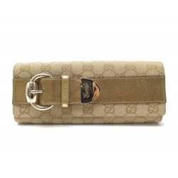 POCHETTE GUCCI 181544 ROMY EN TOILE MONOGRAME GG & CUIR BEIGE CLUTCH BAG 840€