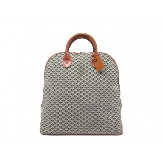 VINTAGE SAC DE VOYAGE A MAIN GOYARD EN TOILE COTON & CUIR NOIR CANVAS TRAVEL BAG