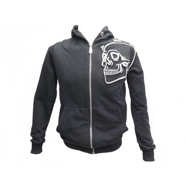 NEUF GILET PHILIPP PLEIN 48 M HOODIE SWEAT JACKET SKULL EN COTON NOIR NEW 810€