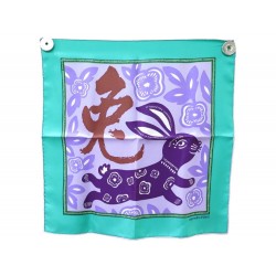 NEUF CARRE FOULARD HERMES GAVROCHE 45 CM YEAR OF THE RABBIT EN SOIE SCARF 210€