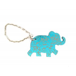 NEUF PORTE CLE BIJOU DE SAC HERMES ELEPHANT CUIR BLEU & GRIS CHARM KEY RING 220€