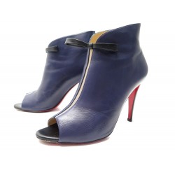 CHAUSSURES CHRISTIAN LOUBOUTIN COURSIVE BOTTINES 40 EN CUIR BLEU BOOTS 795€