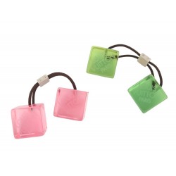 NEUF LOT DE 2 ELASTIQUES A CHEVEUX CUBE LOUIS VUITTON RESINE ROSE ET VERTE 360€