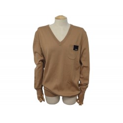 PULL MIU MIU COL V 44 IT 40 FR M EN LAINE MARRON BROWN CAMEL WOOL SWEATER 1000€