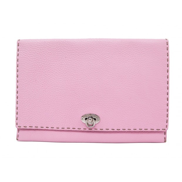 NEUF SAC FENDI SELLERIA POCHETTE A MAIN 8N0104 CUIR ROSE PINK POUCH CLUTCH 720€