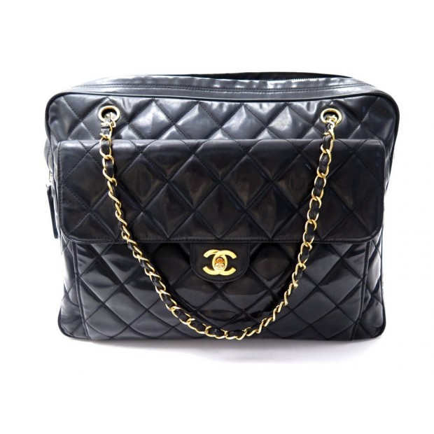 VINTAGE SAC A MAIN CHANEL TIMELESS BOWLING EN CUIR MATELASSE NOIR HAND BAG 7000€