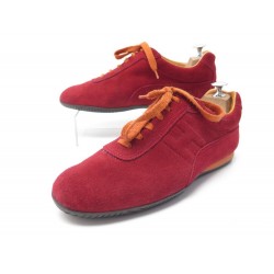 CHAUSSURES HERMES BASKETS QUICK H 40 EN DAIM ROUGE RED SNEAKERS SHOES 685€