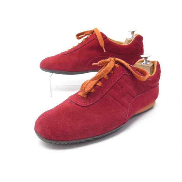 CHAUSSURES HERMES BASKETS QUICK H 40 EN DAIM ROUGE RED SNEAKERS SHOES 685€