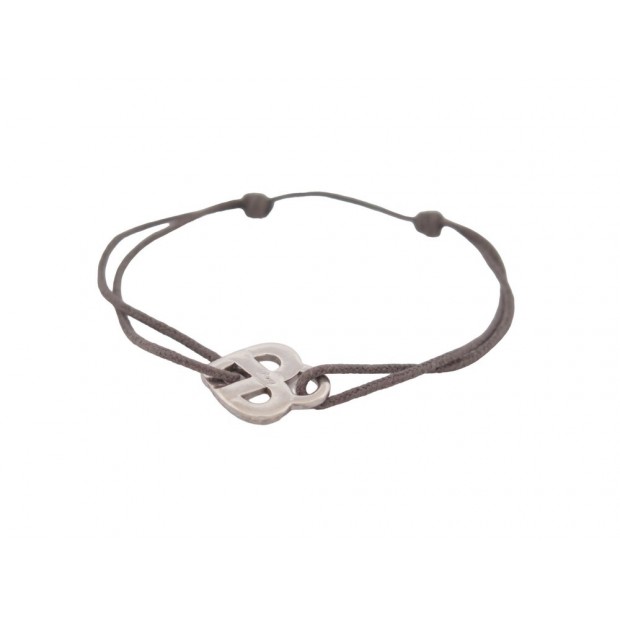 BRACELET POIRAY COEUR ENTRELACE EN ARGENT MASSIF 925 10-20 CM CORDON SILVER 640€