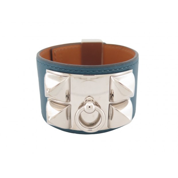 BRACELET HERMES COLLIER DE CHIEN MEDOR 40 14.5 A 17CM EN CUIR SWIFT BANGLE 1140€