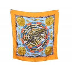 FOULARD HERMES REVES D'ESPACE DUCHENE CARRE 90 EN SOIE ORANGE SILK SCAF 460€