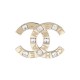 NEUF BROCHE CHANEL LOGO CC ET STRASS EN METAL DORE GOLDEN BROOCH JEWEL 650€
