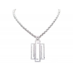 NEUF COLLIER PENDENTIF EDOUARD NAHUM 45 A 55 CM EN OR BLANC 18K & DIAMANTS 3.9€