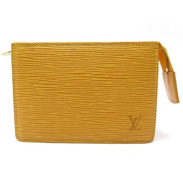 POCHETTE A MAIN LOUIS VUITTON MINI DE VOYAGE SAC EN CUIR EPI JAUNE POUCH 700€