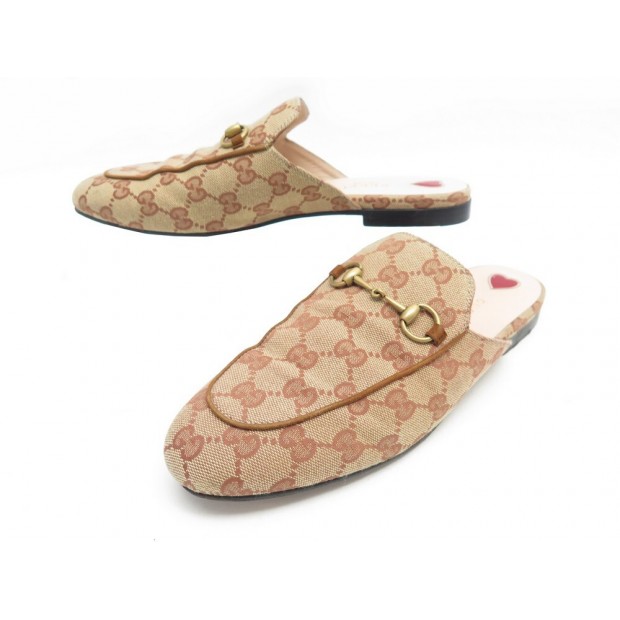 CHAUSSURES GUCCI 475094 MULES PRINCETOWN MOTIF GG JUMBO 39 EN TOILE SHOES 640€