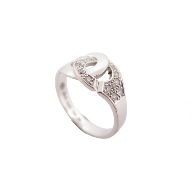 BAGUE DINH VAN 267512 MENOTTES R10 T54 EN OR BLANC 18K ET DIAMANTS RING 2450€