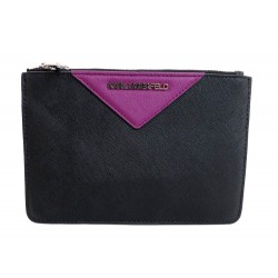 NEUF POCHETTE A MAIN KARL LAGERFELD KLASSIK EN CUIR NOIR SAC POUCH CLUTCH 95