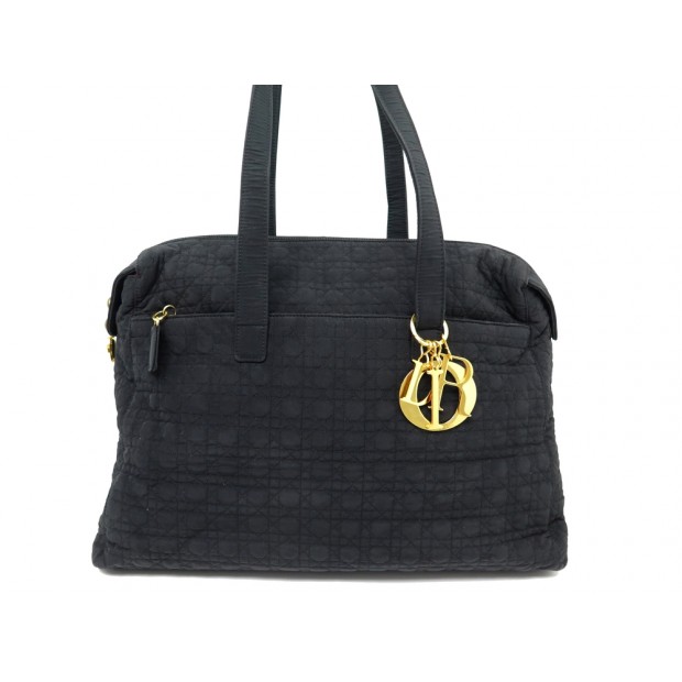 VINTAGE SAC A MAIN CHRISTIAN DIOR CD LADY CABAS TOILE NOIR CANVAS HAND BAG 4100€