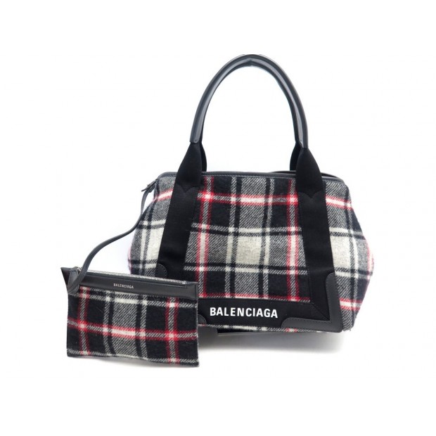 NEUF SAC A MAIN BALENCIAGA CABAS NAVY PLAID 339933 TARTAN POCHETTE PURSE 1000€