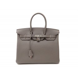 NEUF SAC A MAIN HERMES BIRKIN 35 2017 EN CUIR TAURILLON CLEMENCE GRIS ETAIN BAG