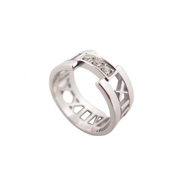 BAGUE TIFFANY & CO 997153CN ATLAS GM T53 EN OR BLANC ET DIAMANTS RING 1795€