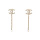 NEUF BOUCLES D'OREILLES CHANEL LOGO CC & PERLES PENDANTES DORE EARRINGS 790€