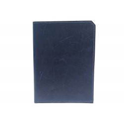 VINTAGE PORTE PAPIERS RELIEF EN CUIR BLEU MARINE NAVY BLUE PAPER HOLDER 400€