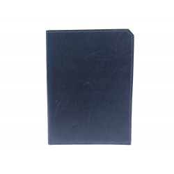 VINTAGE PORTE PAPIERS RELIEF EN CUIR BLEU MARINE NAVY BLUE PAPER HOLDER 400€