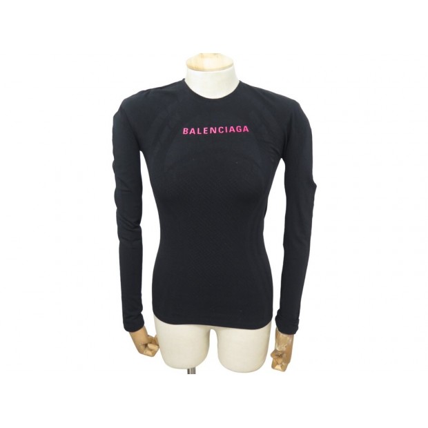 NEUF TOP BALENCIAGA TOP LOGO 583961 TAILLE S 36 NOIR BLACK TEE SHIRT 850€