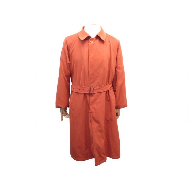 MANTEAU ARNYS EVASE LONG T 56 XL AVEC CEINTURE ORANGE IMPERMEABLE TRENCH COAT