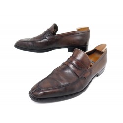 CHAUSSURES BERLUTI MOCASSINS ANDY DEMESURE 9 43 CUIR MARRON PATINE SHOES 1980€