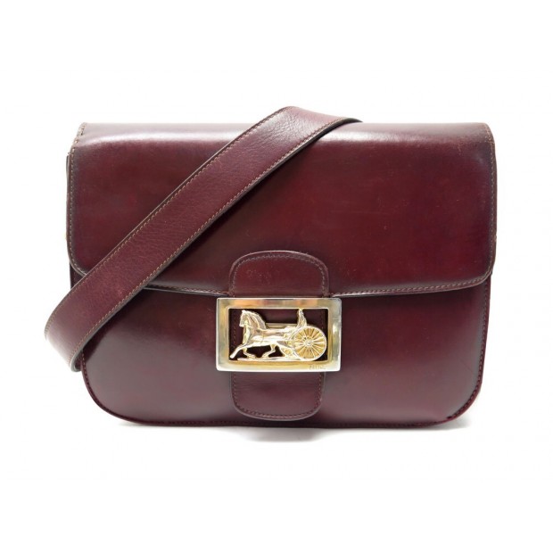 VINTAGE SAC A MAIN CELINE TRIOMPHE CALECHE BANDOULIERE CUIR BOX BORDEAUX 3000€