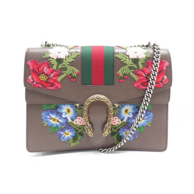 NEUF SAC A MAIN GUCCI DIONYSUS WEB EMBROIDERED FLOWERS CUIR PURSE HANDBAG 3900€