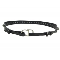 CEINTURE CHRISTIAN DIOR BOUCLE LOGO CD T85 EN CUIR NOIR CLOUTE STUDDED BELT 590€