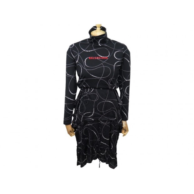 NEUF ROBE BALENCIAGA MI LONGUE ASSYMETRIQUE COL ROULE 528603 S 36 DRESS 3000€