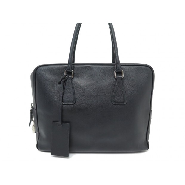 SACOCHE PRADA PORTE DOCUMENTS A MAIN SAC EN CUIR SAFFIANO NOIR BRIEFCASE 1900€