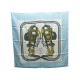 FOULARD HERMES BRIDES DE GALA HUGO GRYGKAR CARRE EN SOIE BLEU SILK SCARF 350€